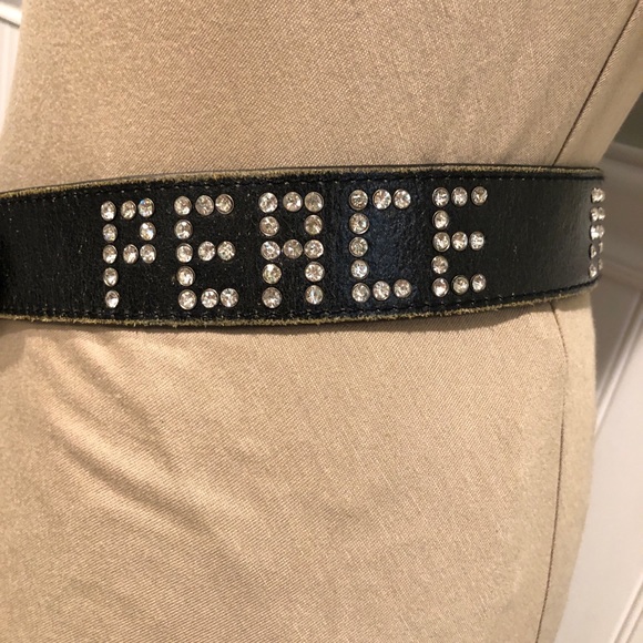 1639 US Leather Vera Pelle Rhinestone Peace Belt - Picture 4 of 8